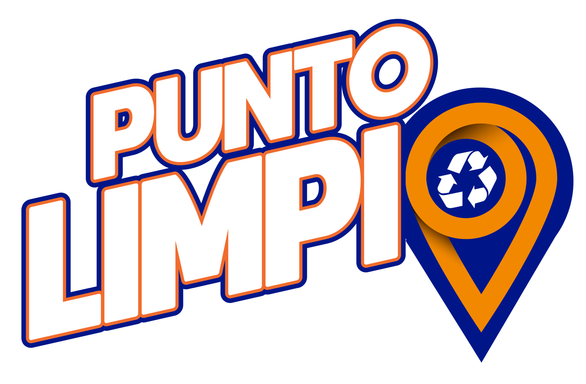 Logotipo que dice "Punto Limpio" con el símbolo de un pin de mapa que contiene flechas de reciclaje.