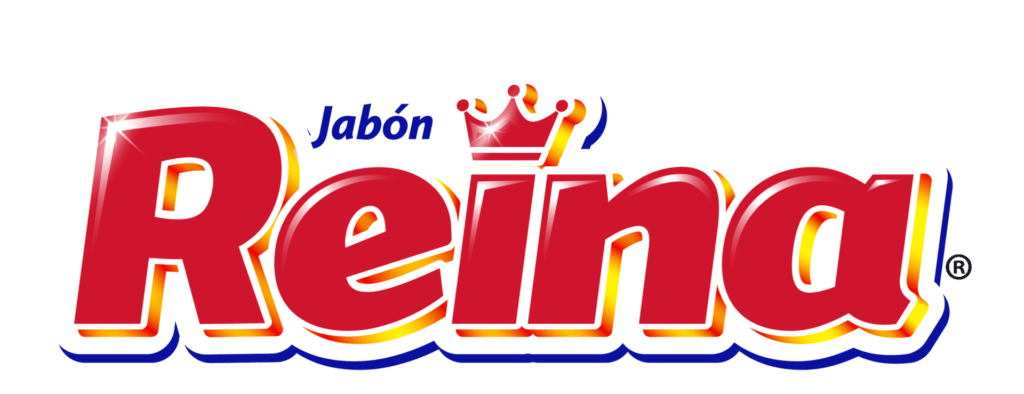 Logo of "Jabón Reina" with bold red text and a crown above the letter "i" against a white background.