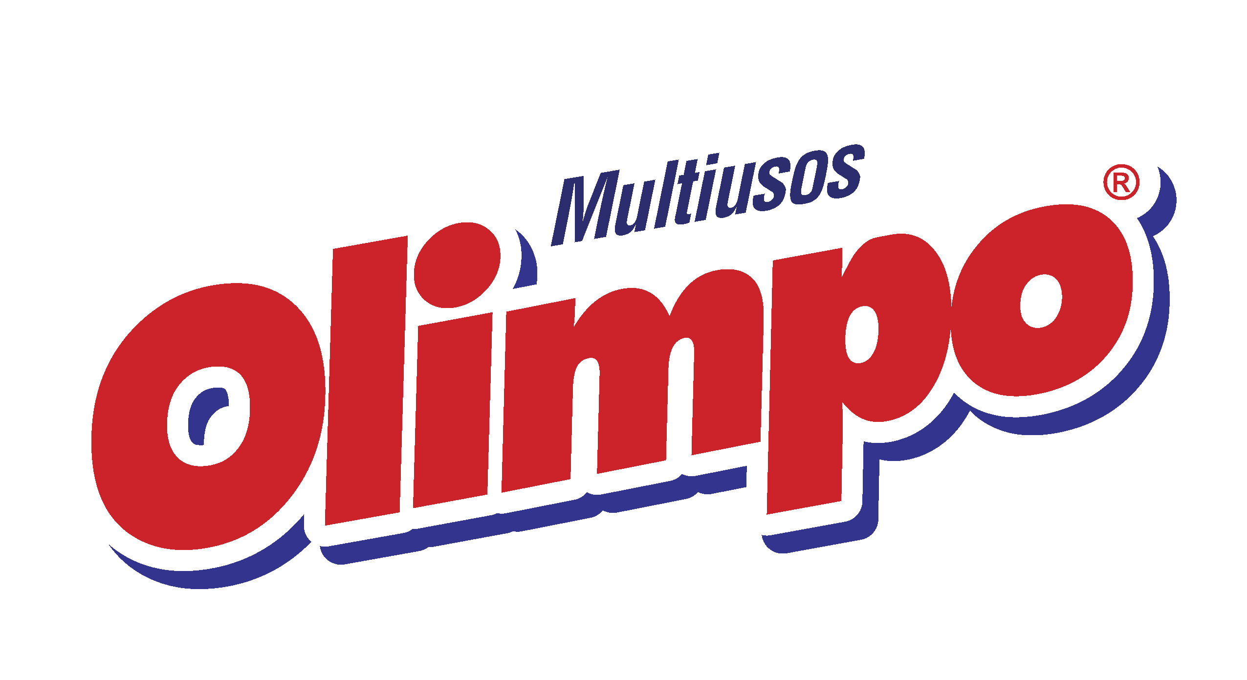 Logo with the words "Multiusos Olimpo" in bold red letters, outlined in white and blue.