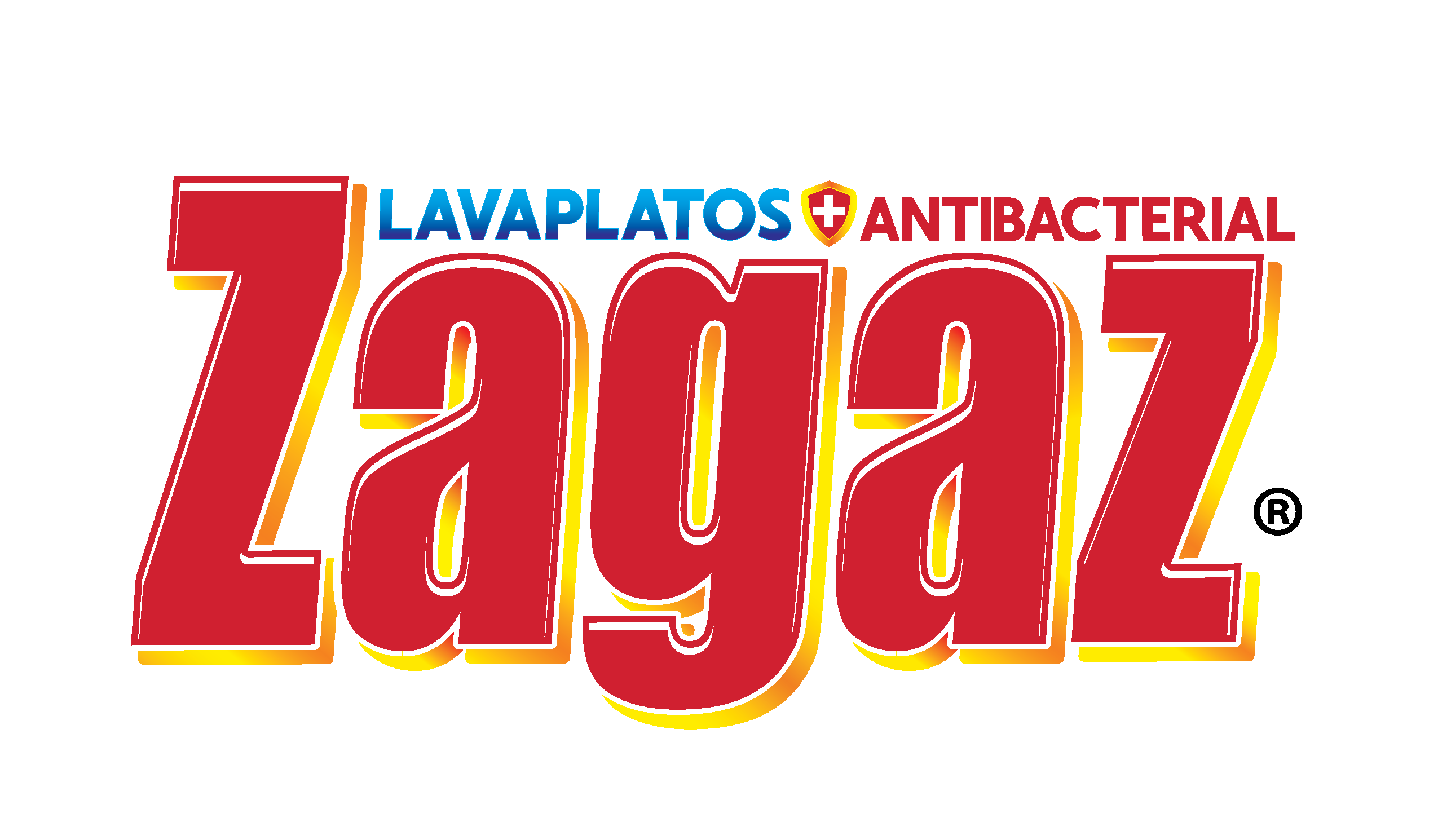 Logo of "Zagaz" dishwashing liquid with the words "Lavaplatos Antibacterial" in red and blue text.
