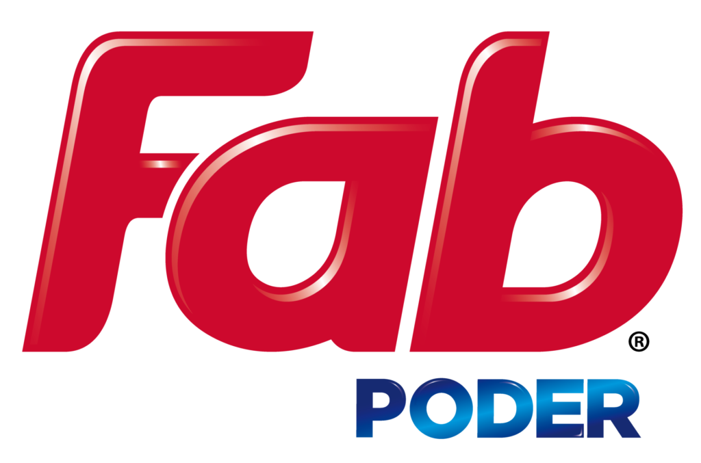 Logotipo "Fab" en rojo y blanco con "Poder" en azul debajo.