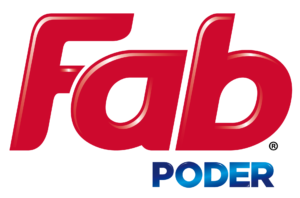 Logotipo "Fab" en rojo y blanco con "Poder" en azul debajo.