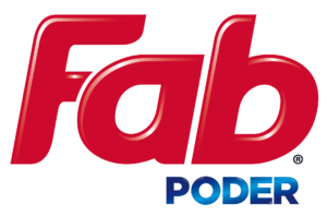 Logotipo "Fab" en rojo y blanco con "Poder" en azul debajo.