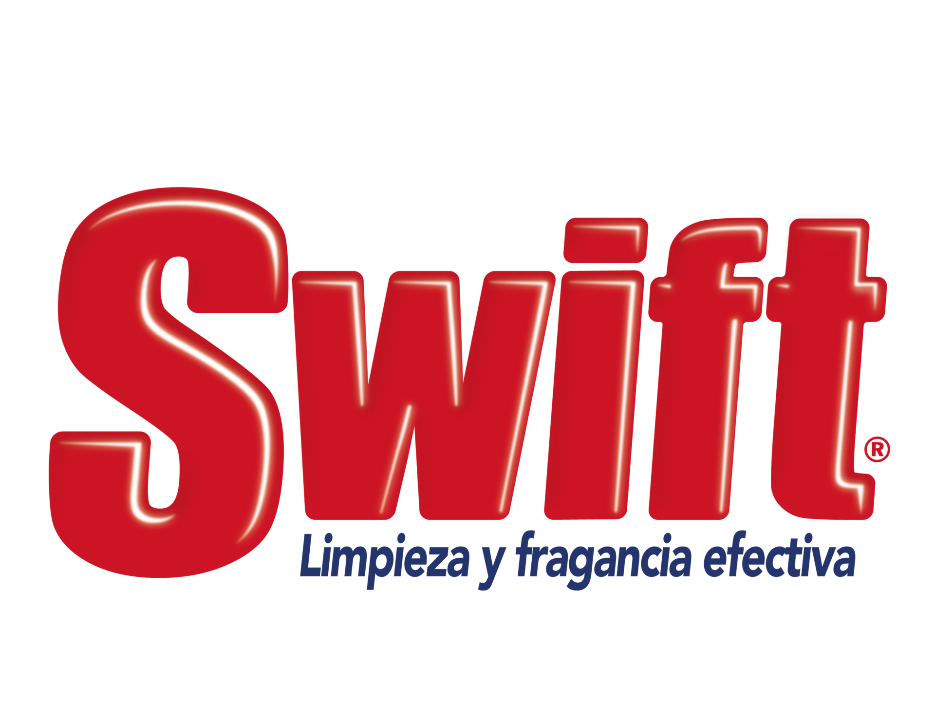 Logotipo "Swift" rojo y blanco con texto en español debajo: "Limpieza y fragancia efectiva.