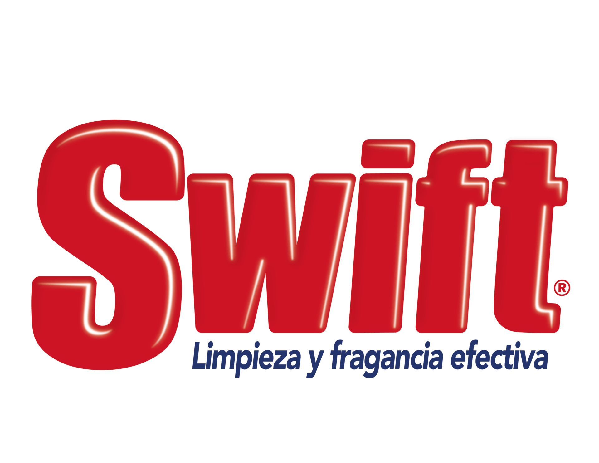 Logotipo "Swift" rojo y blanco con texto en español debajo: "Limpieza y fragancia efectiva.