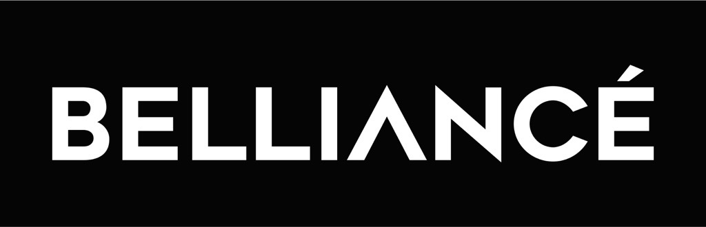 The image shows the word "BELLIANCÉ" in bold, white capital letters on a black background.