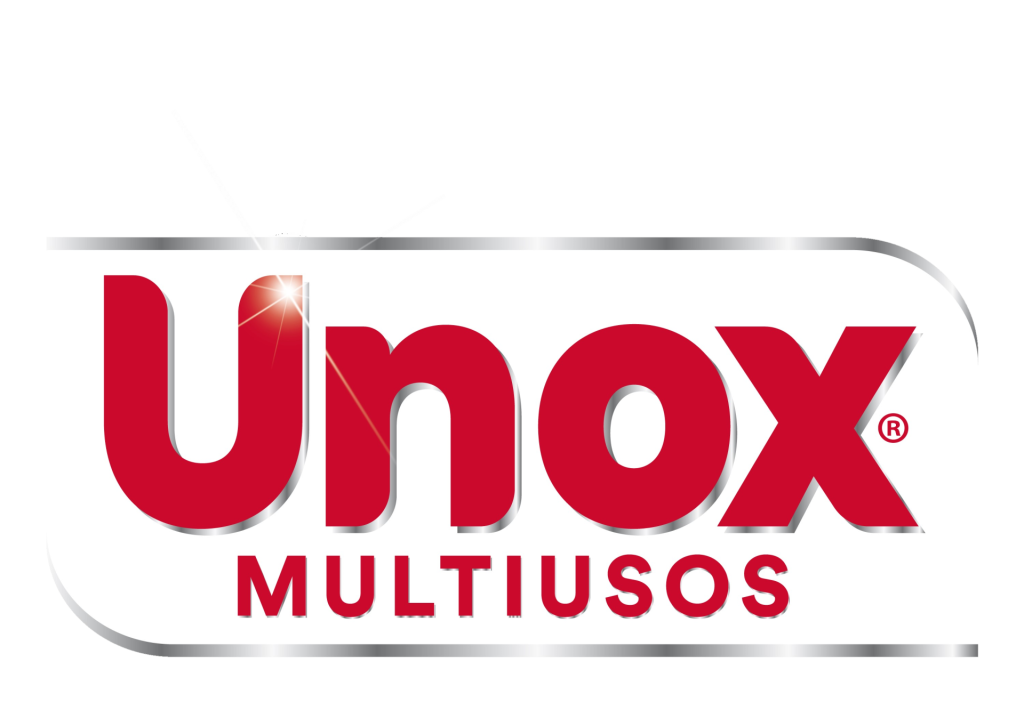 Logo featuring the text "Unox Multiusos" in red with a shiny effect on the "U.